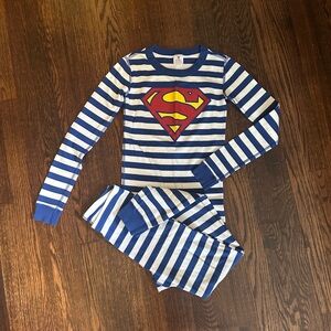 Hanna Andersson Blue and White Striped Superman Pajamas